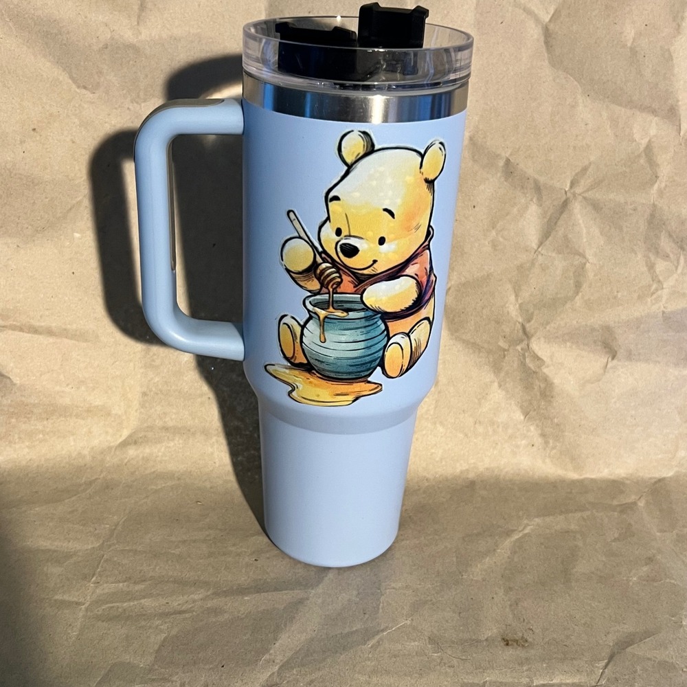 40oz Tumbler‎ Blue Winnie the Pooh Honey Bear Insulated Travel Mug